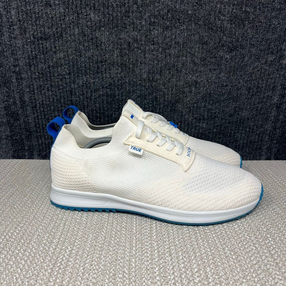 True Linkswear All Day Knit II Spikeless Golf Shoes White Blue Mens Size 13
